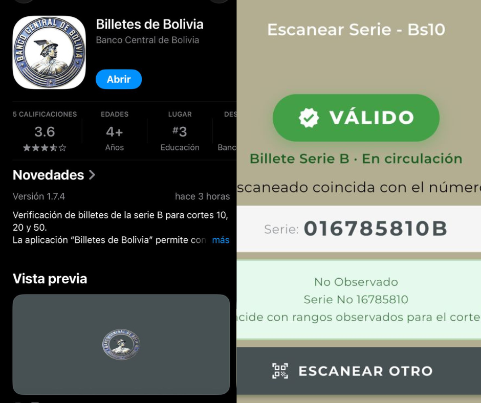Conozca los pasos para verificar su billete de serie B